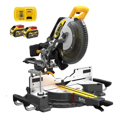 Акумулаторен настолен циркуляр DeWALT потапящ с герунг с 2 батерии и зарядно, 54 V, 9 Ah, 305 мм, 3800 об./мин, 60 °, DCS781X2
