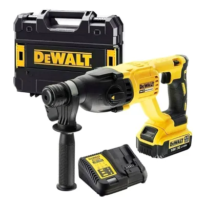 Акумулаторен перфоратор DeWALT с безчетков двигател с 1 батерия и зарядно, SDS-plus, 18 V, 4 Ah, 2.6 J, 0-5500 уд./мин, DCH133M1