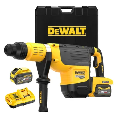 Акумулаторен перфоратор DeWALT с безчетков двигател  с 2 батерии и зарядно, SDS-max, 54/18 V, 3/9 Ah, 19.4 J, 1105-2210 уд./мин, DCH775X2