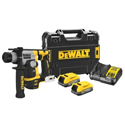 Акумулаторен перфоратор DeWALT с безчетков двигател с 2 батерии и зарядно, SDS-plus, 18 V, 1.7 Ah, 1.4 J, 0-4980 уд./мин, DCH172E2T