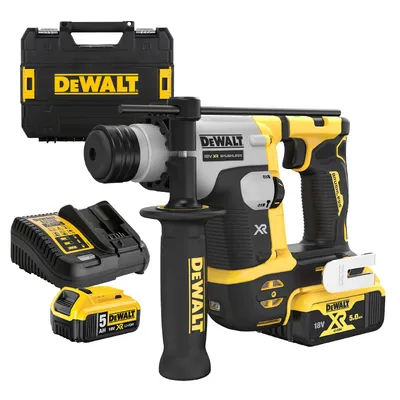 Акумулаторен перфоратор DeWALT с безчетков двигател с 2 батерии и зарядно, SDS-plus, 18 V, 5 Ah, 1.4 J, 0-4980 уд./мин, DCH172P2
