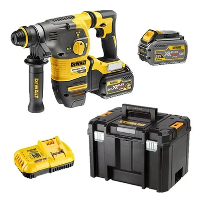 Акумулаторен перфоратор DeWALT с безчетков двигател с 2 батерии и зарядно, SDS-plus, 54 V, 2 Ah, 2.8 J, 0-4390 уд./мин, DCH323T2