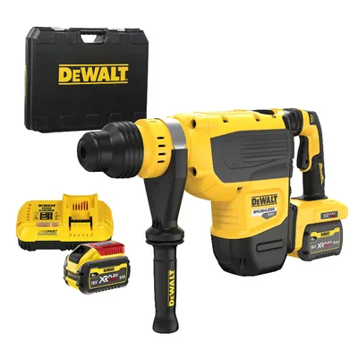 Акумулаторен перфоратор DeWALT с колекторен двигател  с 2 батерии и зарядно, SDS-max, 54/18 V, 3/9 Ah, 13.3 J, 1350-2705 уд./мин, DCH735X2