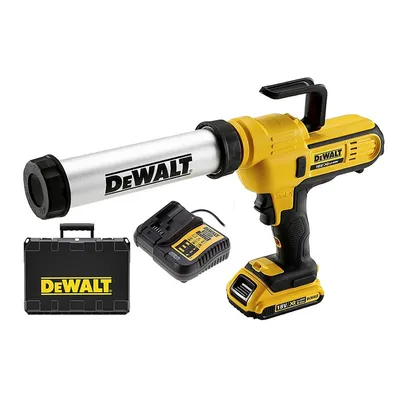 Акумулаторен пистолет DeWALT за уплътнители тип салам  с 1 батерия и зарядно, 18 V, 2 Ah, 2500 N, 0.31-0.415 л, DCE571D1