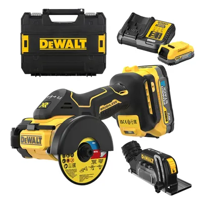 Акумулаторен ръчен циркуляр DeWALT с 2 батерии и зарядно, 18 V, 2 Ah, ф 76 мм, 20 000 об./мин, DCS438E2T
