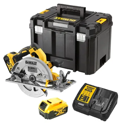 Акумулаторен ръчен циркуляр DeWALT с 2 батерии и зарядно, 18 V, 5 Ah, ф 184 мм, 5500 об./мин, DCS572P2