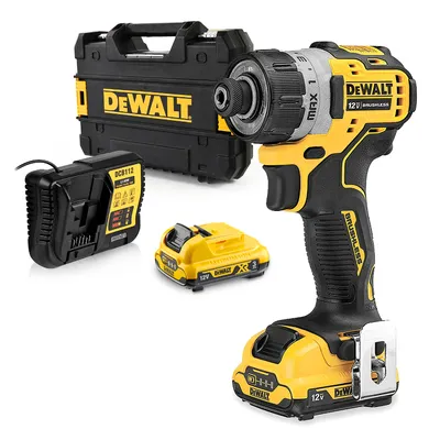 Акумулаторен винтоверт DeWALT с безчетков двигател с 2 батерии и зарядно, 12 V, 2 Ah, 8 Nm, шестостен, DCF601D2