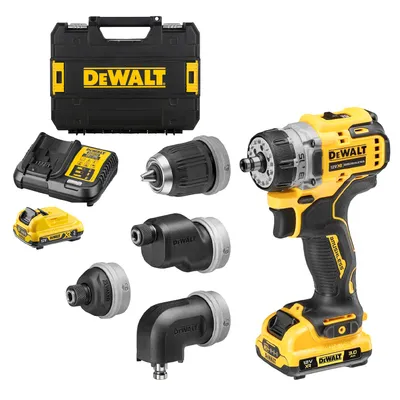 Акумулаторен винтоверт DeWALT с безчетков двигател с 2 батерии и зарядно, 12 V, 3 Ah, 57.5 Nm, 1.5-10 мм, DCD703L2T