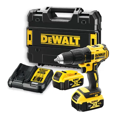 Акумулаторен винтоверт DeWALT с безчетков двигател с 2 батерии и зарядно, 18 V, 4 Ah, 65 Nm, 1.5-13 мм, DCD777M2T