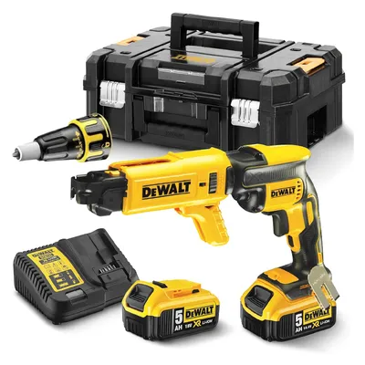 Акумулаторен винтоверт DeWALT с безчетков двигател за сухо строителство с 2 батерии и зарядно, 18 V, 5 Ah, 30 Nm, DCF620P2K