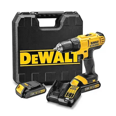 Акумулаторен винтоверт DeWALT с колекторен двигател с 2 батерии и зарядно, 18 V, 1.5 Ah, 42 Nm, 1.5-13 мм, DCD771S2