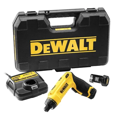 Акумулаторен винтоверт DeWALT с колекторен двигател с 2 батерии и зарядно, 7.2 V, 1 Ah, 4 Nm, 1/4", шестостен, DCF680G2
