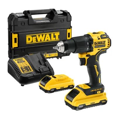 Акумулаторен винтоверт DeWALT ударен  с 2 батерии и зарядно, 18 V, 2 Ah, 65 Nm, 1.5-13 мм, DCD709D2T