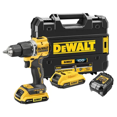 Акумулаторен винтоверт DeWALT ударен с 2 батерии и зарядно, 18 V, 2 Ah, 68 Nm, 1.5-13 мм, DCD100YD2T
