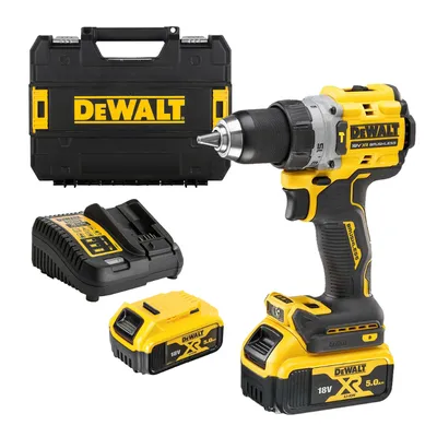 Акумулаторен винтоверт DeWALT ударен с 2 батерии и зарядно, 18 V, 5 Ah, 90 Nm, 1.5-13 мм, DCD805P2T
