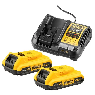 Акумулаторна батерия DeWALT Li-Ion със зарядно у-во 18 V, 2 Ah, 2 бр., DCB1104D2