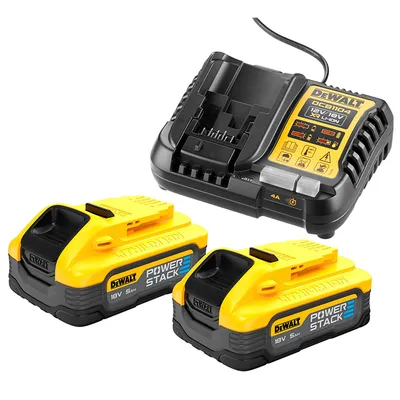 Акумулаторна батерия DeWALT Li-Ion със зарядно у-во  18 V, 5 Ah, 2 бр., DCB1104H2