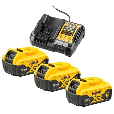 Акумулаторна батерия DeWALT Li-Ion със зарядно у-во  18 V, 5 Ah, 3 бр., DCB1104P3