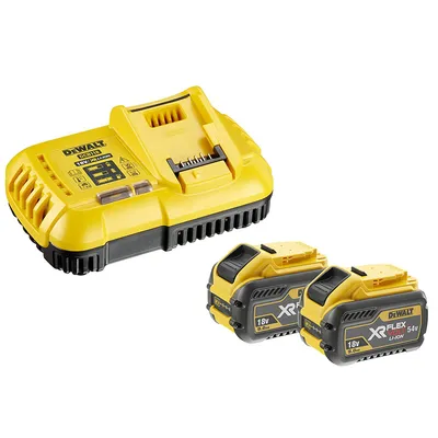 Акумулаторна батерия DeWALT Li-Ion със зарядно у-во 54/18 V, 3/9 Ah, 2 бр., DCB118X2