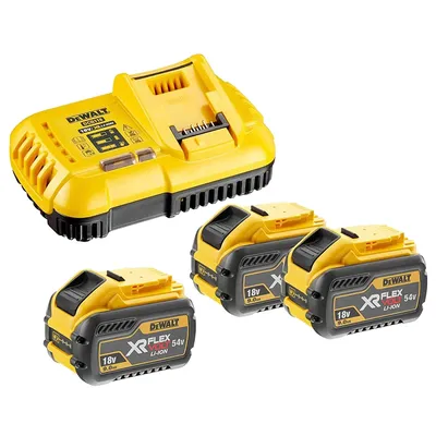 Акумулаторна батерия DeWALT Li-Ion със зарядно у-во 54/18 V, 3/9 Ah, 3 бр., DCB118X3