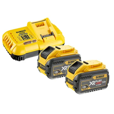 Акумулаторна батерия DeWALT Li-Ion със зарядно у-во 54/18 V, 4/12 Ah, 2 бр., DCB118Y2