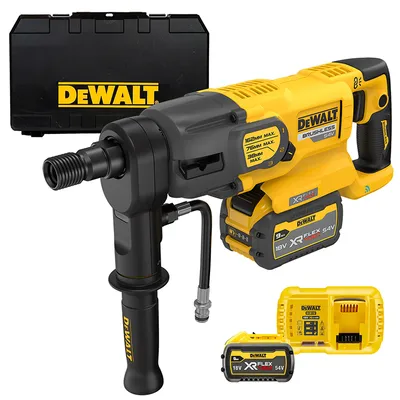 Акумулаторна диамантено-пробивна машина DeWALT с 2 батерии и зарядно, 54/18 V, 3/9 Ah, DCD150X2