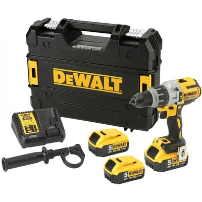 Акумулаторна ударна бормашина DeWALT с 3 батерии и зарядно, 18 V, 5 Ah, 95 Nm, 0-450/0-1300/0-2000 об./мин, 1.5-13 мм, DCD996P3