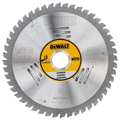 Диск циркулярен за рязане DeWALT на алуминий с HM пластини   216 мм, 30 мм, 2.6 мм, 48 z, Aluminium