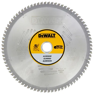 Диск циркулярен за рязане DeWALT на алуминий с HM пластини   305 мм, 30 мм, 3.2 мм, 80 z, Aluminium