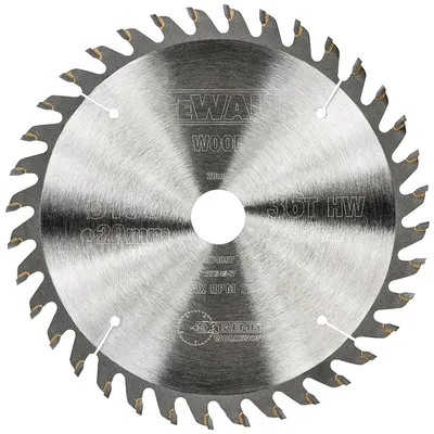 Диск циркулярен за рязане DeWALT на дърво фино напречно надлъжно с HM пластини 160 мм, 20 мм, 2.6 мм, 36 z, Extreme