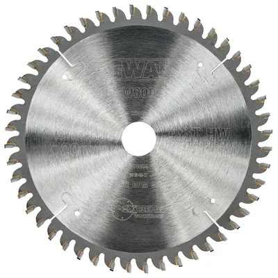Диск циркулярен за рязане DeWALT на дърво фино напречно надлъжно с HM пластини 160 мм, 20 мм, 2.6 мм, 48 z, Extreme