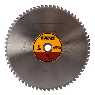Диск циркулярен за рязане DeWALT на метали с HM пластини   355 мм, 25.4 мм, 1.9 мм, 66 z, Steel