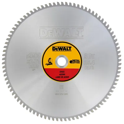 Диск циркулярен за рязане DeWALT на метали с HM пластини   355 мм, 25.4 мм, 2.31 мм, 90 z, Steel