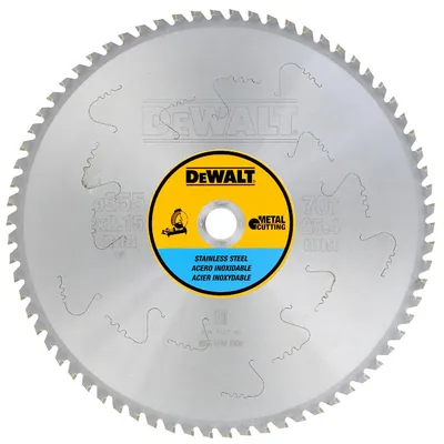 Диск циркулярен за рязане DeWALT на неръждавейка с HM пластини  355 мм, 25.4 мм, 2.15 мм, 70 z, Stainless Steel