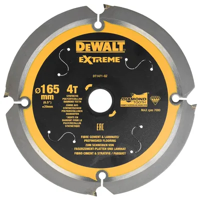 Диск циркулярен за рязане DeWALT за фиброцимент, ламинат и MDF 160 мм, 20 мм, 1.8 мм, 4 z, Extreme