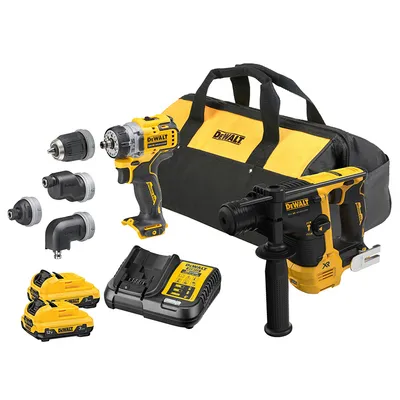 Комплект акумулаторни инструменти DeWALT с 2 батерии и зарядно, DCD703, DCH072, 12 V, 3 Ah, DCK2101L2