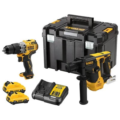 Комплект акумулаторни инструменти DeWALT  с 2 батерии и зарядно, DCD706, DCH072, 12 V, 3 Ah, DCK2102L2T