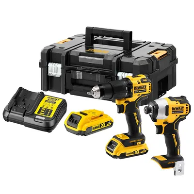 Комплект акумулаторни инструменти DeWALT  с 2 батерии и зарядно, DCD709, DCF809, 18 V, 2 Ah, DCK2062D2T