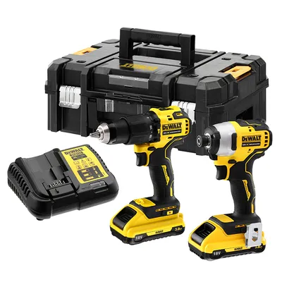 Комплект акумулаторни инструменти DeWALT  с 2 батерии и зарядно, DCD709, DCF809, 18 V, 3 Ah, DCK2062L2T