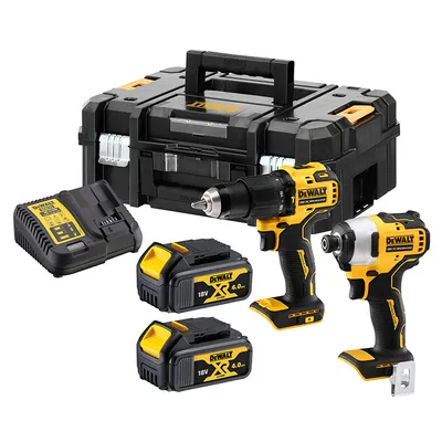 Комплект акумулаторни инструменти DeWALT  с 2 батерии и зарядно, DCD709, DCF809, 18 V, 4 Ah, DCK2062M2T