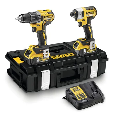 Комплект акумулаторни инструменти DeWALT с 2 батерии и зарядно, DCD796, DCF887, 18 V, 5 Ah, DCK266P2