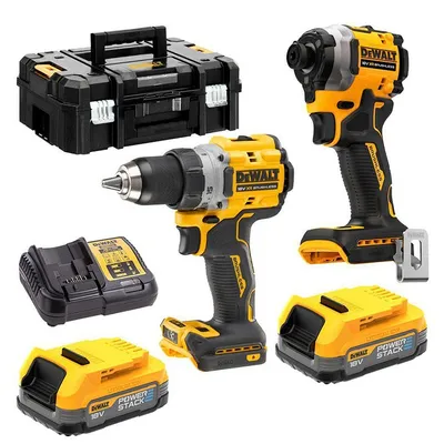 Комплект акумулаторни инструменти DeWALT  с 2 батерии и зарядно, DCD800, DCF850, 18 V, 1.7 Ah, DCK2051E2T
