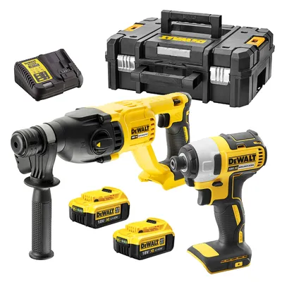Комплект акумулаторни инструменти DeWALT с 2 батерии и зарядно, DCF787N, DCH133N, 18 V, 4 Ah, DCK2023M2T