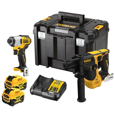 Комплект акумулаторни инструменти DeWALT с 2 батерии и зарядно, DCF801, DCH072, 12 V, 5 Ah, DCK2104P2T