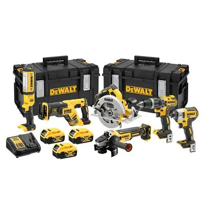 Комплект акумулаторни инструменти DeWALT с 3 батерии и зарядно, DCD796, DCF887, DCS570, DCS367, DCG405, DCL050, 18 V, 5 Ah, DCK623P3