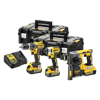 Комплект акумулаторни инструменти DeWALT с 3 батерии и зарядно, DCD796, DCH273, DCF887, 18 V, 5 Ah, DCK368P3T