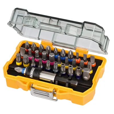 Комплект битове DeWALT PH/PZ/SB/TX/SW с магнитен държач 1/4", 32 бр., DT7969