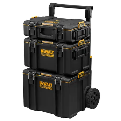 Куфар DeWALT за инструменти пластмасов на колела комплект 3 бр., 500x554x1150 мм, 150 кг, черен, Toughsystem 2.0