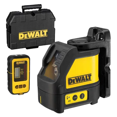 Линеен лазерен нивелир DeWALT с 2 лъча и приемник  15 м, 50 м, 0.3 мм/м, DW088KD