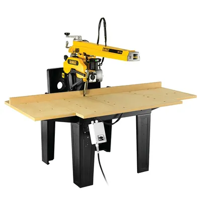 Настолен циркуляр DeWALT с рамо, в комплект със стойка  4000 W, ф 350 мм, 2800 об./мин, DW729KN